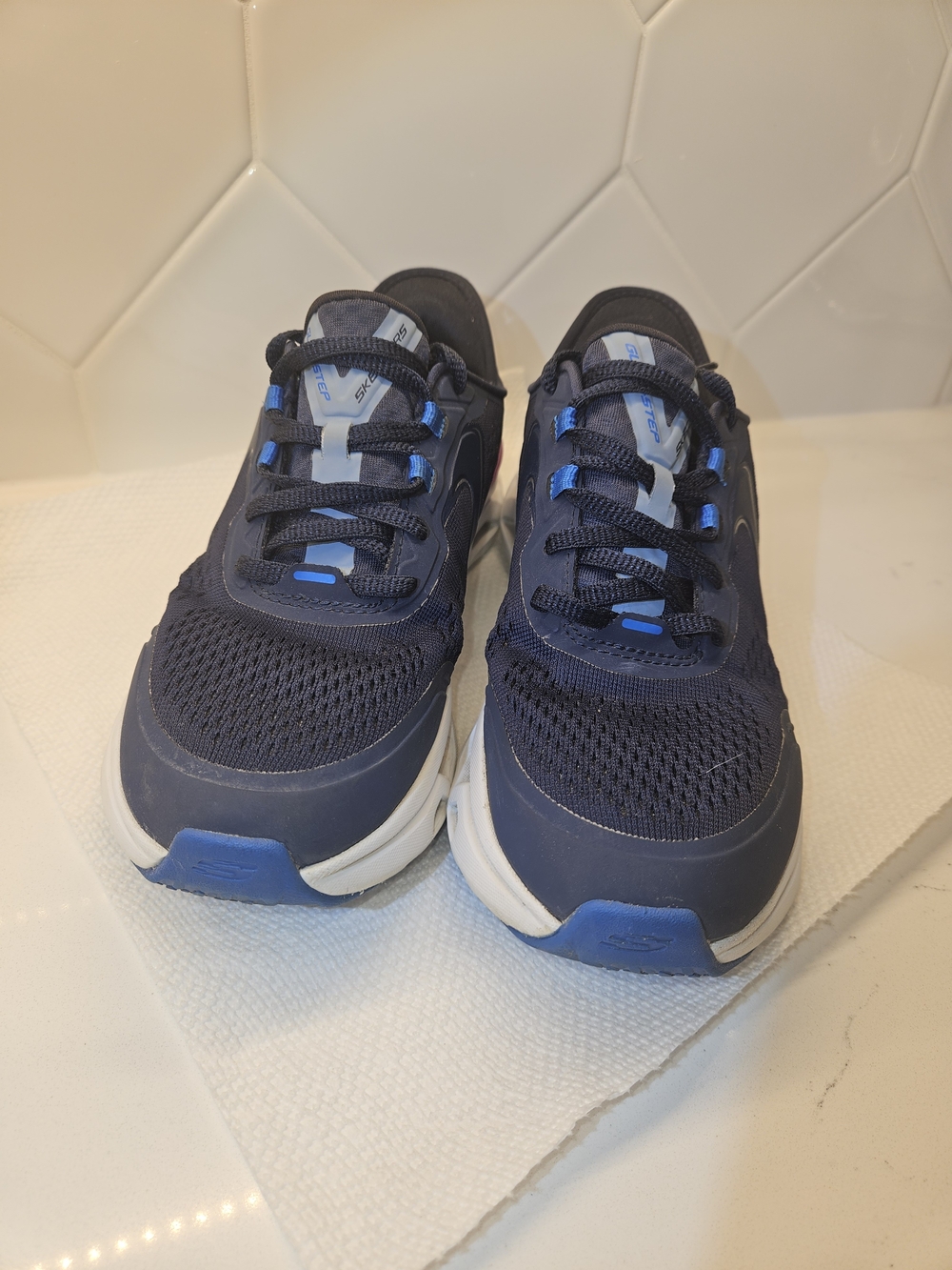 SKECHERS Slip-ins Glide-Step Women’s Navy Mesh Lace-Up Walking Sneakers Size 6.5